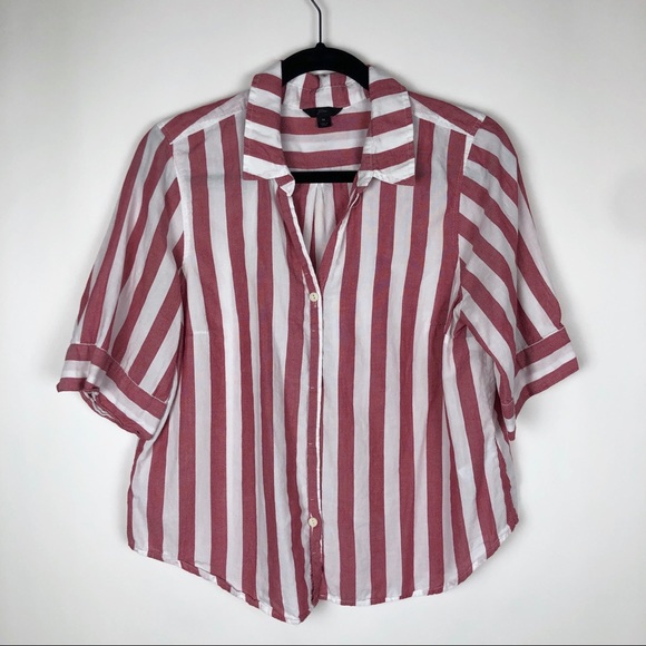 J. Crew Tops - J. Crew Vertical Candy Stripe Button Down Top Red J. Crew Tops - J. Crew Vertical Candy Stripe Button Down Top Red